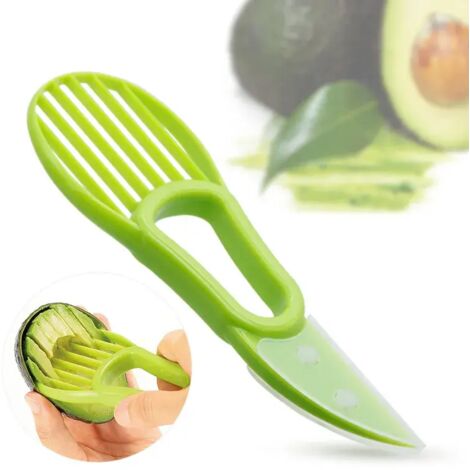 Cortador de aguacate n.° 3 en 1, descorazonador de manteca de karité, pelador de frutas, cortador, separador de pulpa, cuchillo de plástico, herramientas para verduras de cocina, aparatos de cocina (1/5)
