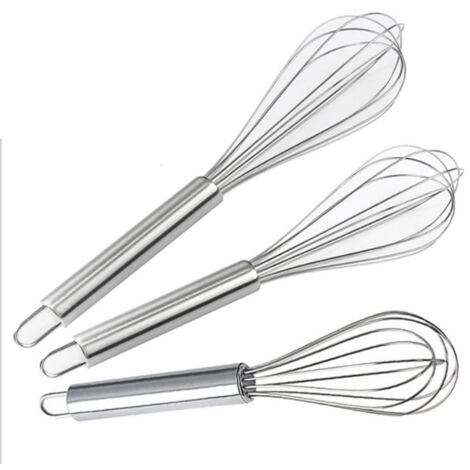 Juego de batidores de huevos de acero inoxidable de 8", 10" y 12", paquete de 3 (1/5)