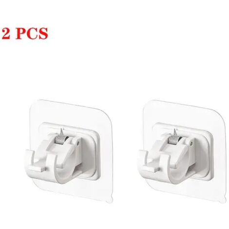 2 piezas de ganchos de abrazadera para soporte de barra de cortina ajustables sin clavos, soportes de soporte de barra de cortina adhesivos de montaje en pared, gancho de soporte colgante con abrazade (1/5)