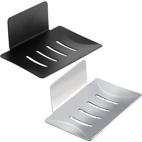 2 jaboneras de pared de acero inoxidable, jabonera autoadhesiva de acero inoxidable 3M, fácil de instalar, resistente al óxido y al agua, jabonera autoadhesiva para cocina y baño para guardar esponjas (1/5)