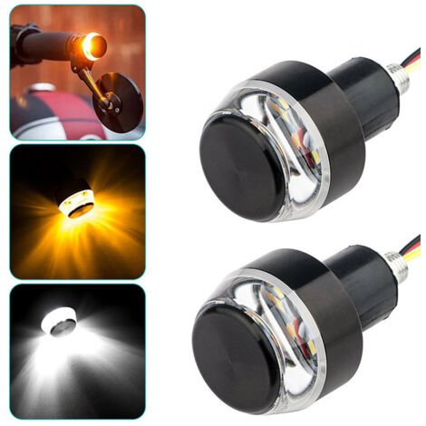 Clignotants LED 12V para guidon moto Ø22 mm, amarillo/blanco, usinés CNC, 1 par (1/5)