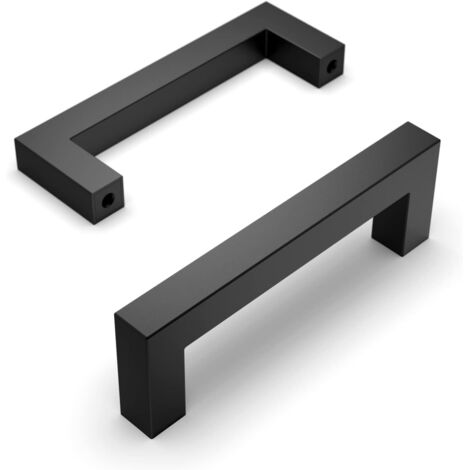 Juego de 5 tiradores para muebles de cocina, 96 mm, acero inoxidable, color negro, 1 juego (1/5)