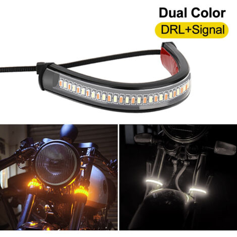Feux clignotants universales LED para moto con feux de jour (DRL), blancs/ambre, 12V, forma anular, 1 pieza (1/5)