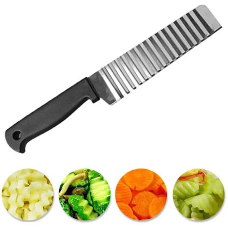 Cortadora de patatas fritas de acero inoxidable, para pasta, verduras y frutas, arrugada, cortadora ondulada, cuchillo para patatas, picadora, fabricante de patatas fritas, herramientas de corte. (1/5)