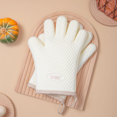 Guantes de silicona resistentes a altas temperaturas para hornos microondas, aislamiento térmico, parrilla, protección contra quemaduras (1/5)