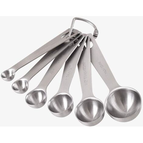 6 cucharas medidoras, juego de cucharas medidoras de cocina de acero inoxidable para ingredientes secos y líquidos (1/5)