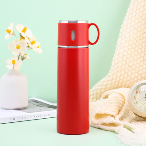 Taza térmica para bebidas frías o calientes para el trabajo, viajes y escuela, 500 ml – Rojo (1/4)