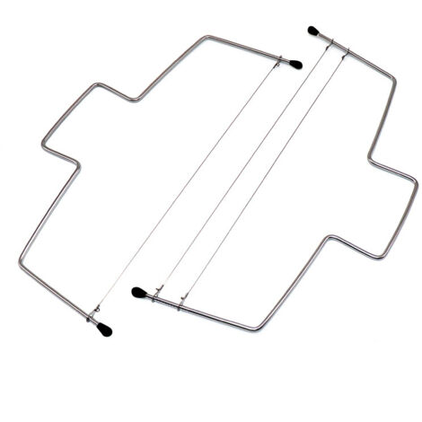 2 Cortadores de tartas, alambre de corte dentado de doble capa + capa simple, longitud: 32 cm, acero inoxidable, plata (1/5)