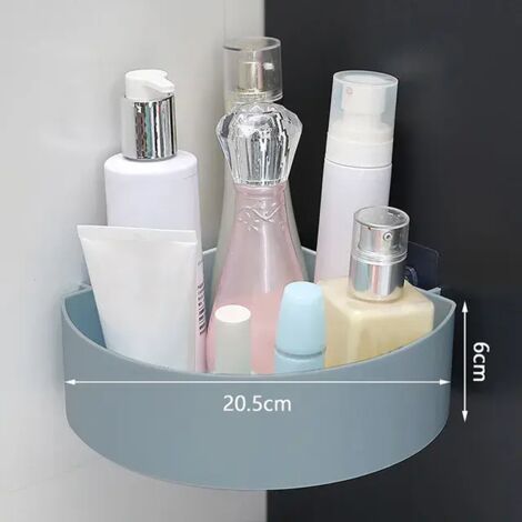 Organizador de estantes de baño, cesta de almacenamiento autoadhesiva para champú y gel de baño, decoración de baño, estante de esquina para la ducha, porta accesorios, redondo, azul (1/4)