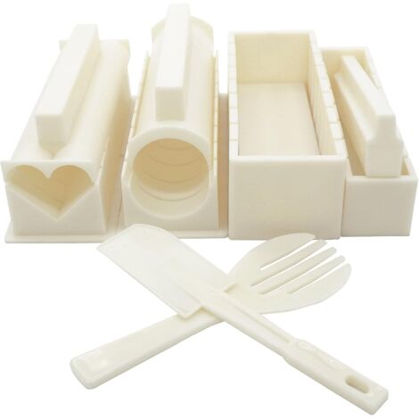 Juego de 10 troqueles para sushi y arroz: 5 troqueles únicos para rollos de arroz, troqueles de cocina fáciles de usar y para crear tus propios platos japoneses. (1/5)