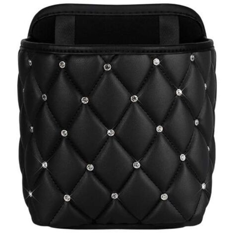 Bolsa de almacenamiento para automóvil hecha de cuero PU con diamantes de imitación, organizador para asiento trasero, caja de almacenamiento para automóvil con múltiples compartimentos. (1/5)