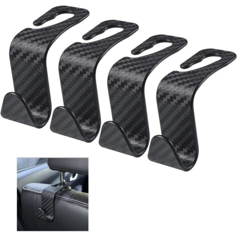 Ganchos para asiento trasero de coche, soporte para bolsas de reposacabezas de 4 piezas, ganchos resistentes para asiento trasero para guardar bolsas de compras, chaquetas y bolsos. (1/5)