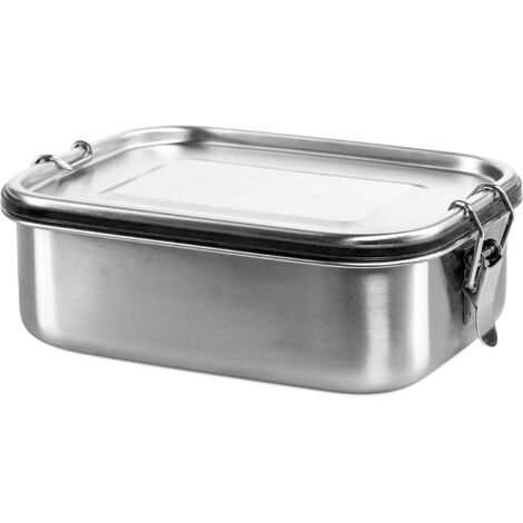 Lonchera de acero inoxidable de 1200 ml con compartimento extraíble y recipiente para salsa con tapa: lonchera para la escuela, la oficina, el picnic (1/4)
