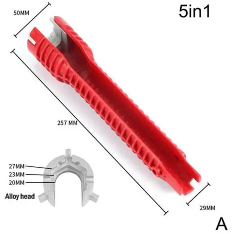 Llave de fontanero antideslizante 5 en 1, herramienta de reparación de fontanería, llave para fregadero, herramientas inglesas, llave de fontanero, llave para tubos, juego de herramientas para baño A (1/5)