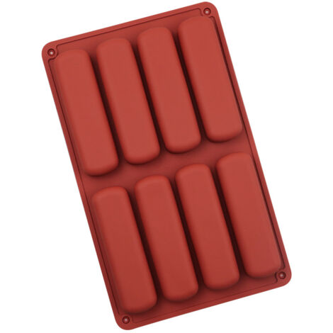 2 moldes rectangulares de silicona, molde para pasteles, molde rectangular de silicona para galletas, para pan, pasteles, barras de chocolate, barras de granola, galletas – Rojo (1/5)