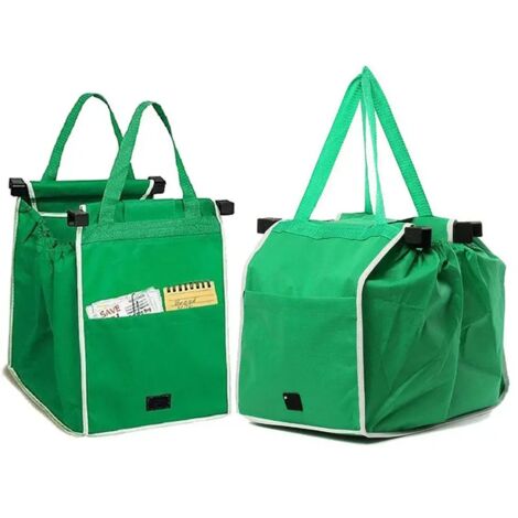 Bolsa de compras de material grueso y ecológico, bolso espacioso, plegable y reutilizable, 2 piezas (1/5)