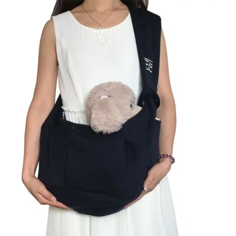 Bolso bandolera de algodón para mascotas, transportín para perros, bolsa de viaje para exteriores, portátil, para gatos y cachorros, cómodo transportín, transporte de accesorios (Negro)