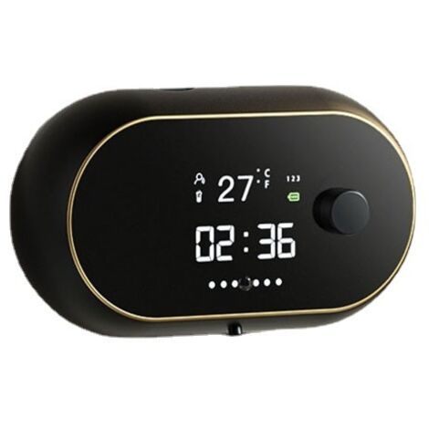 Dispensador automático de jabón en espuma, líquidos creativos, visualización de temperatura y tiempo, detección de cuerpo, función de lavado de manos, impermeable (negro) (1/5)