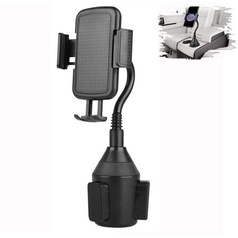 1 soporte para teléfono móvil con portavasos, soporte universal para teléfono de coche con portavasos, cuello de cisne ajustable, ángulo de portavasos compatible con iPhone, Samsung (1/5)