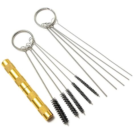 Kit de limpieza y reparación de boquillas para pistolas pulverizadoras de 11 piezas, compuesto por raspador, aguja y cepillo para la limpieza portátil de pistolas pulverizadoras (1/5)