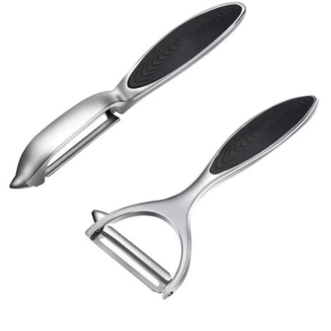 2 Juego de pelador de patatas: pelador de acero inoxidable para zanahorias, berenjenas, peras, mangos y pepinos con mango ergonómico y antideslizante. (1/5)