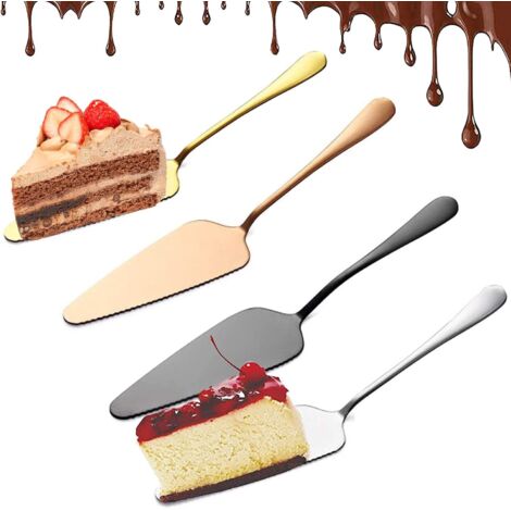 Juego de 4 palas para tartas de acero inoxidable grueso, pala para tartas Kitchen Craft Master Class, para cocina, restaurante, fiestas, aptas para lavavajillas, ideal para tartas, color negro, plata,