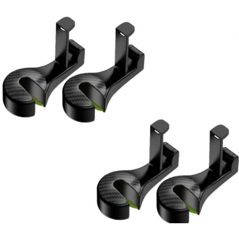 Juego de 4 ganchos para reposacabezas de coche para bolsos de tela - Negro (1/5)