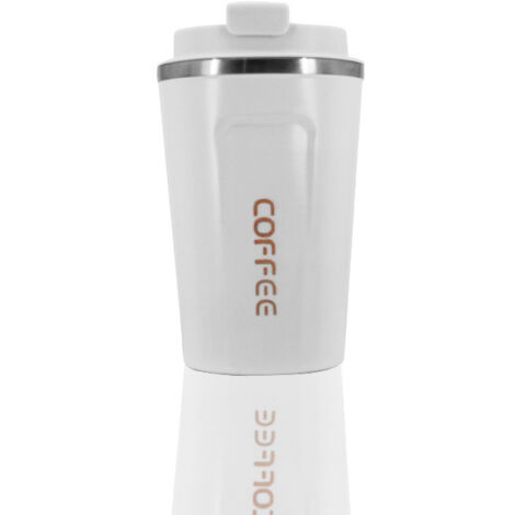 Taza térmica inteligente de acero inoxidable, 380 ml, para café, con indicador LED de temperatura, taza térmica para coche, color blanco (1/4)