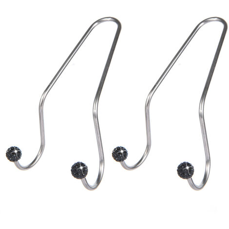 Ganchos para reposacabezas de coche (2 unidades), multifuncionales, de acero inoxidable brillante, para bolsos y ropa (negro) (1/3)
