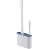 Escobilla de baño de silicona TPR y portaescobilla de baño con juego de portaescobilla de baño montado en la pared, cerdas de silicona para aplicación en el suelo 03