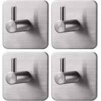 Ideal para baños, duchas, cocinas, apartamentos, puertas, armarios, guardarropas, acero inoxidable – paquete de 4
