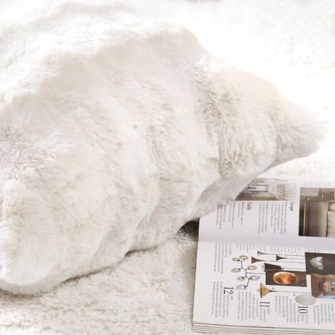 Madizz Lot de 2 À Carreaux Housses de Coussin en Peluche en Fausse Fourrure Housse de Coussin décorative Douce moelleuses pour Coussin de Chambre à Coucher de canapé Beige 45x45 cm