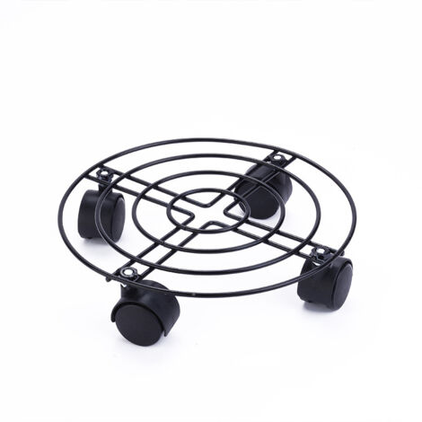 Support à roulettes pour Pot de Fleur ÉDITION Noire Ø 25 x 6 cm I Roule Pot pour intérieur I Support Roulant en Acier, revêtement Noir, avec Bordure I Capacité de Charge 60 kg (1/5)