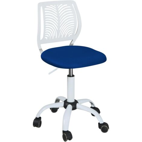 Chaise de bureau pour enfant – Junior fille, hauteur réglable, assise rembourrée en tissu mesh respirant, dossier ajouré souple, pivotante à 360°, base en métal, roulettes souples SAWI (blanche et ros (1/5)