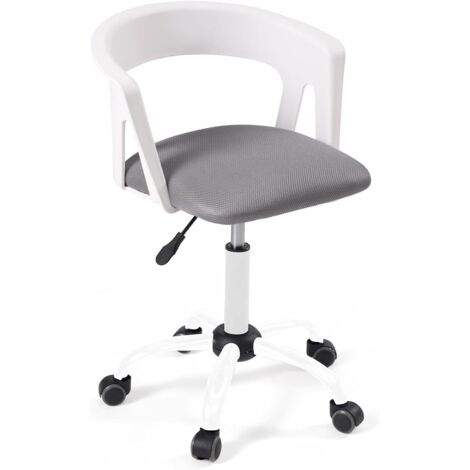 Chaise de bureau compacte, assise rembourrée en tissu mesh respirant, dossier avec accoudoirs, hauteur réglable, pivotante à 360°, roulettes souples, pied en métal AYA (noir) (1/5)