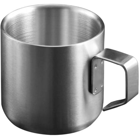 Mug en acier inoxydable à double paroi de 150 ml avec anse, idéal pour le café, le petit-déjeuner et les activités de plein air. (1/5)