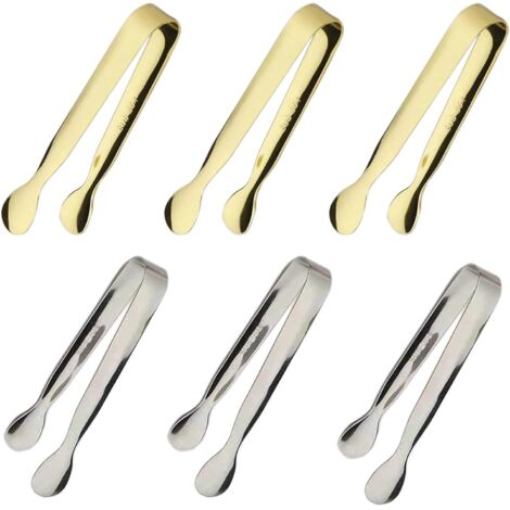 Lot de 6 pinces à glaçons, mini pinces à sucre, pinces de service, petites pinces de cuisine pour apéritifs, goûters, bars à café (1/5)