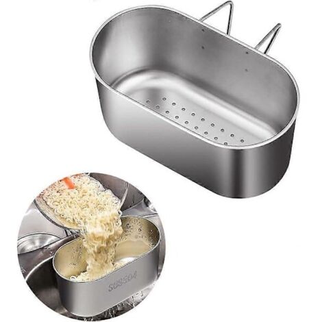 Panier de vidange d'évier en acier inoxydable pour récupérer les déchets de cuisine et laver les fruits et légumes (FMY) argenté - (1/5)