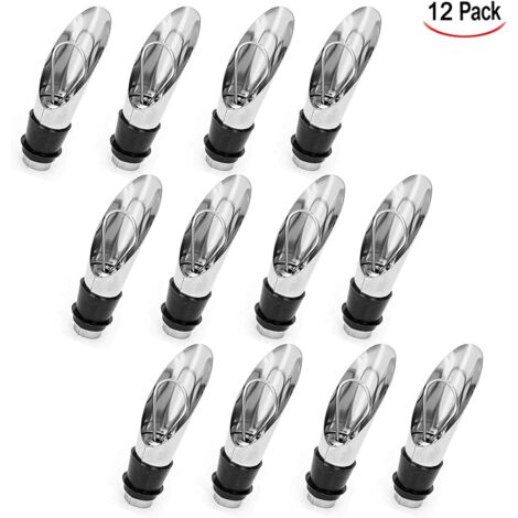 Lot de 12 Aérateur de Vin Bec Verseur, 2 en 1 Bouchons et Becs Verseurs pour Vin Bouteilles en Acier Inoxydable Bec (1/5)