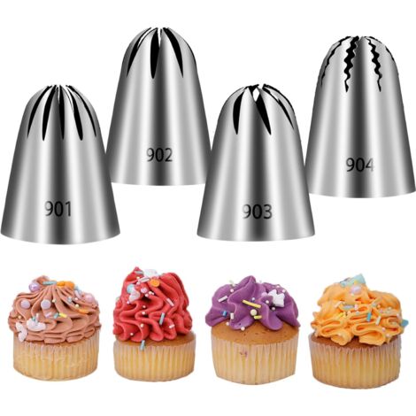 Ensemble de 4 douilles à pâtisserie russes de grande taille, en acier inoxydable sans soudure de qualité alimentaire, pour la (1/5)