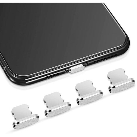 Lot de 4 caches anti-poussière pour port de charge iPhone, noirs, pour protéger votre téléphone. (1/5)