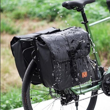 Lot de 2 sacoches de vélo étanches, porte-bagages arrière de vélo grande capacité (40 L max. / 10,5 gal), idéales pour les voyages