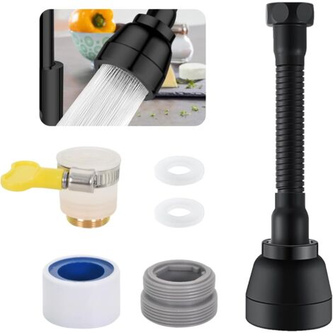 Embout de robinet de cuisine rotatif à 360°, pommeau de douche à 3 jets, aérateur de robinet pivotant, adaptateur d'économie d'eau, (1/5)