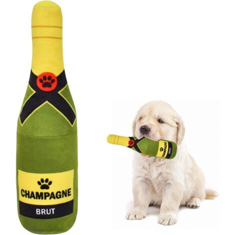 Jouets à Couinement pour Chiens, Jouets pour Chiens en Peluche, Bouteille de Champagne en Peluche 22 cm, Jouets pour Chiots, (1/5)