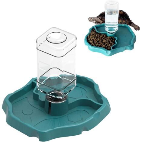 Distributeur d'eau 2 en 1 pour tortues, abreuvoir et accessoires pour terrarium et reptiles (tortues, hamsters, lézards, geckos, (1/5)