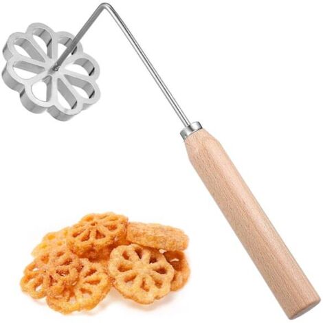 Moule à achappam Bunuelos, moule à pâtisserie, moule à gaufres Bunuelos avec poignée (voir photo), 26,50 x 9,20 x 2,20 cm (1/2)