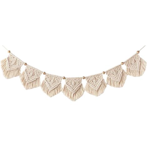 Tapisserie murale en macramé Mkouo, guirlande à franges, décoration murale en coton tissé pour salon, chambre, mariage, fête, 19 cm (1/5)