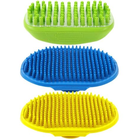 Lot de 3 brosses de toilettage pour chiens, brosse de bain en caoutchouc, pour chiens et chats à poils courts ou longs (1/5)