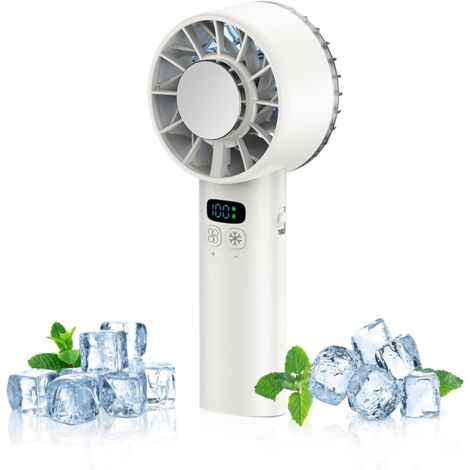 Ventilateur à glace portatif 2025 - Refroidissement supraconducteur TEC 16 °C, moteur silencieux rechargeable 5 200 mAh (blanc) (1/5)