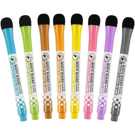 Marqueur magnétique pour tableau blanc, 8 couleurs, stylo effaçable à sec, idéal pour le bureau, la salle de classe ou la maison (1/5)